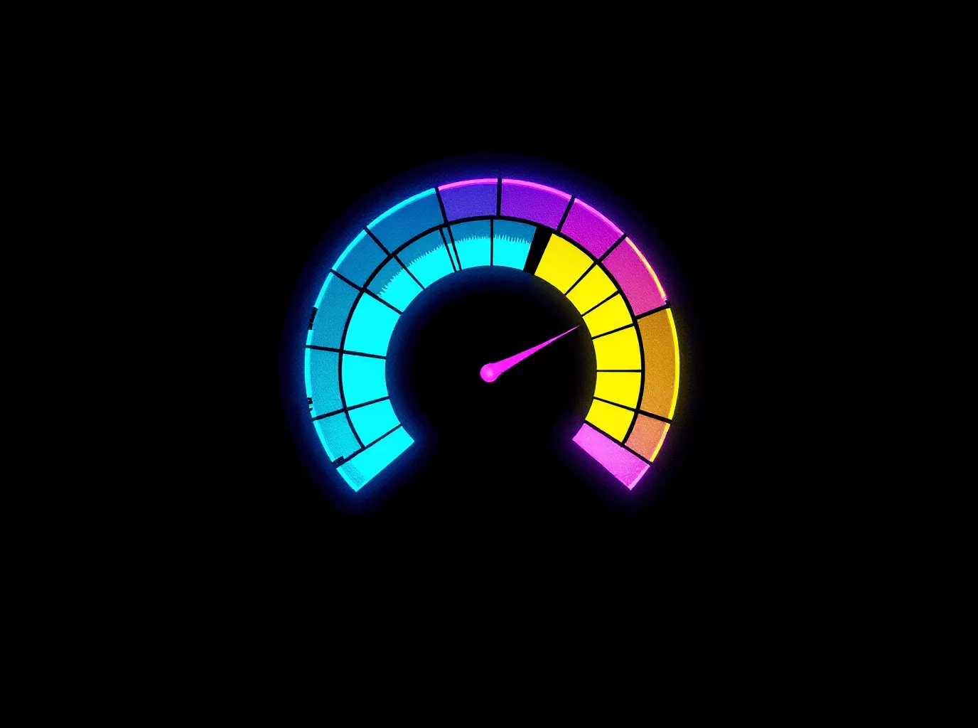 Pixel-art segmented arcade gauge in cyan and yellow representing an adverse-event proportion